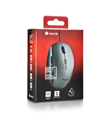 NGS WIRED ERGO SILENT MOUSE + USB TYPE C ADAP GRAY