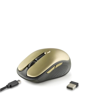 NGS Raton Inalambrico Recargable Silencioso Dorado