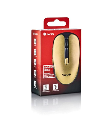 NGS Raton Inalambrico Recargable Silencioso Dorado