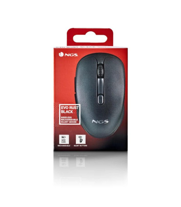 NGS Raton Inalambrico Recargable Silencioso Negro