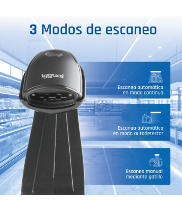 iggual Lector código barras 2D USB botón soporte