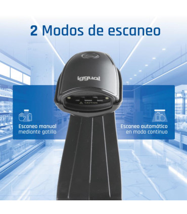 iggual Lector código barras 1D USB botón soporte