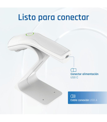 iggual Lector código barras 2D USB botón blanco