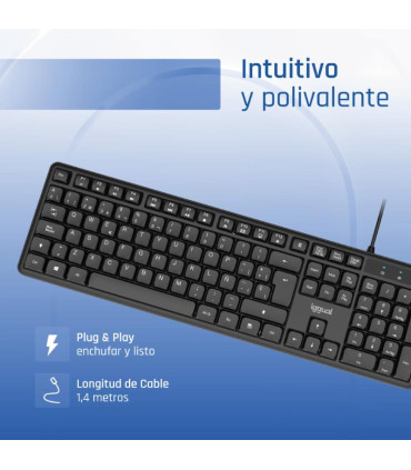 iggual Teclado USB estándar CK-SILENT-105T negro