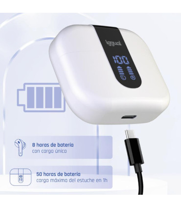 iggual Auriculares inalámbricos TWS Bluetooth blan