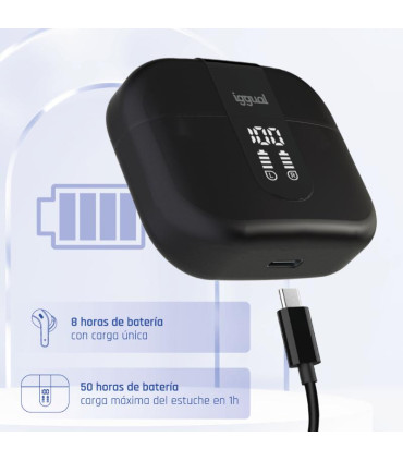 iggual Auriculares inalámbricos TWS Bluetooth negr
