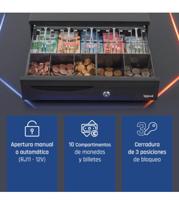 iggual Cajón Portamonedas IRON-30 42cm 5+5 negro