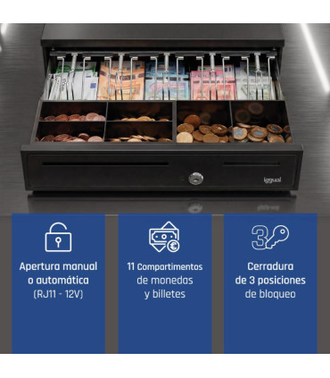 iggual Cajón Portamonedas IRON-35 42cm 5+6 negro