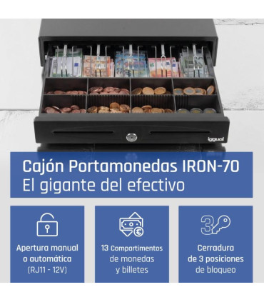 iggual Cajón Portamonedas IRON-70 44,5cm 5+8 negro