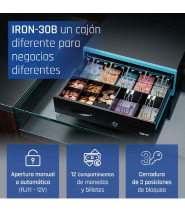 iggual Cajón Portamonedas IRON-30B 42cm 5+7/7+5