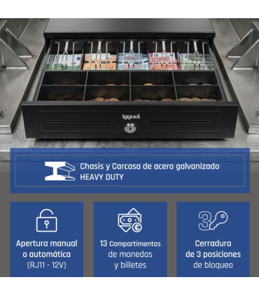 iggual Cajón portamonedas IRON-HD 41cm 5+8 negro