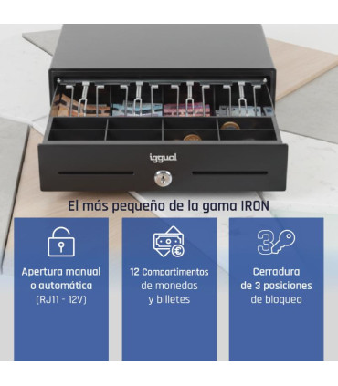 iggual Cajón Portamonedas IRON-XS 33cm 4+8 negro