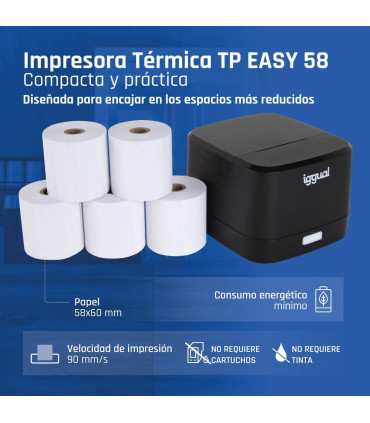 iggual Impresora térmica tickets TP EASY 58 USB+RJ