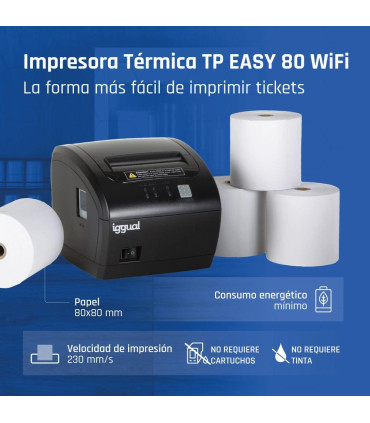 iggual Impresora térmica TP EASY 80 USB+RJ11 WiFi