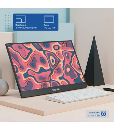 iggual Monitor portátil 15,6" IPS FHD USB-C funda