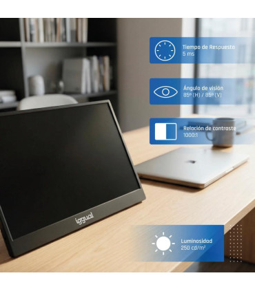 iggual Monitor portátil 15,6" IPS FHD USB-C funda