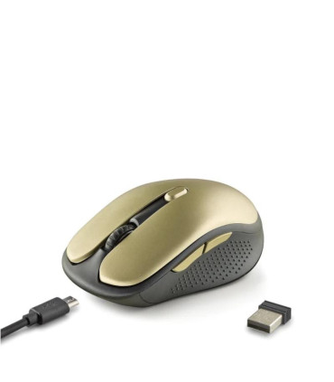 NGS Raton Inalambrico Recargable Silencioso Dorado
