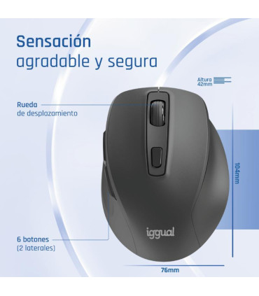 iggual Ratón inalámbrico ERGO-SILENT-6D 1600DPI