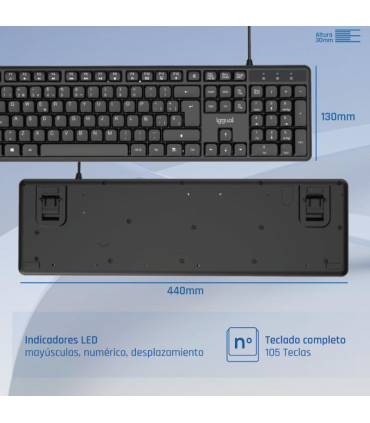 iggual Teclado USB estándar CK-SILENT-105T negro