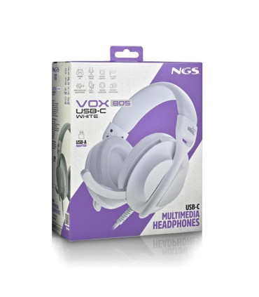 NGS Auriculares cable USB-C Control Vol. Blanco