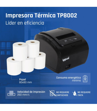 iggual Impresora Térmica TP8002 USB+RS232+Ethernet