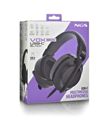 NGS Auriculares Cable USB-C Control Vol. Negro