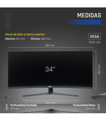iggual Monitor 34" UWQHD 1ms 2DP 2HDMI MM AA Curvo