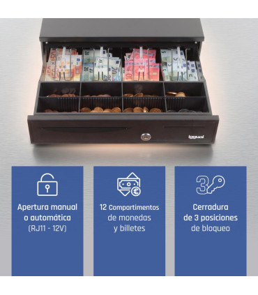 iggual Cajón portamonedas IRON-20 42cm 4+8 negro