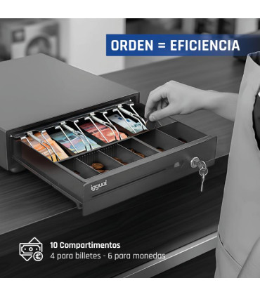 iggual Cajón Portamonedas IRON-10 38cm 4+6 negro