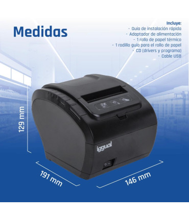 iggual Impresora Térmica TP8002 USB+RS232+Ethernet