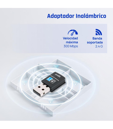 iggual Adaptador USB Wifi 300 Mbps mono 2.4GHz