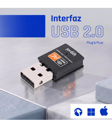 iggual Adaptador USB Wifi 600 Mbps dual 2.4G/5G