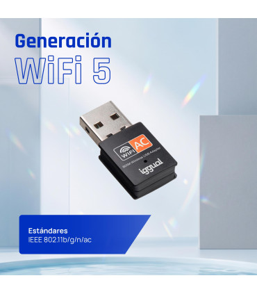 iggual Adaptador USB Wifi 600 Mbps dual 2.4G/5G