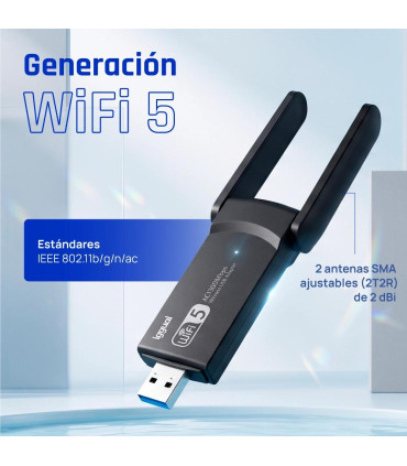 iggual Adaptador USB Wifi 1300 Mbps dual 2.4G/5G