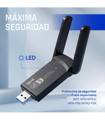 iggual Adaptador USB Wifi 1300 Mbps dual 2.4G/5G