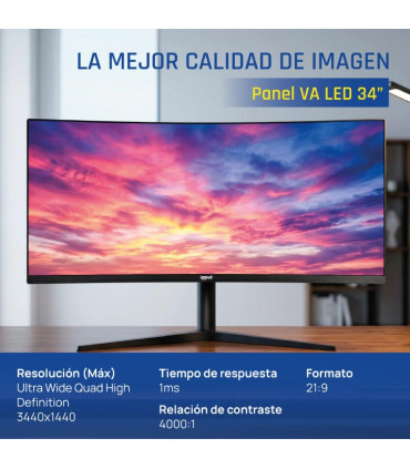 iggual Monitor 34" UWQHD 1ms 2DP 2HDMI MM AA Curvo