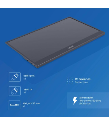 iggual Monitor portátil 15,6" IPS FHD USB-C funda