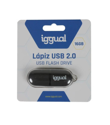iggual Lápiz USB 2.0 16GB PEN16 negro con tapa