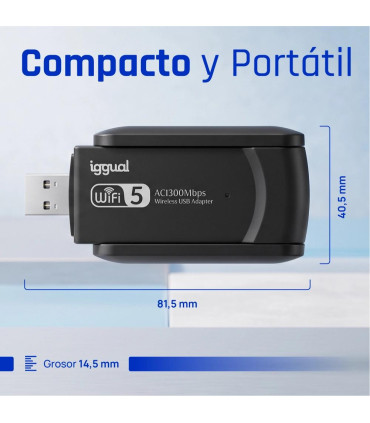 iggual Adaptador USB Wifi 1300 Mbps dual 2.4G/5G