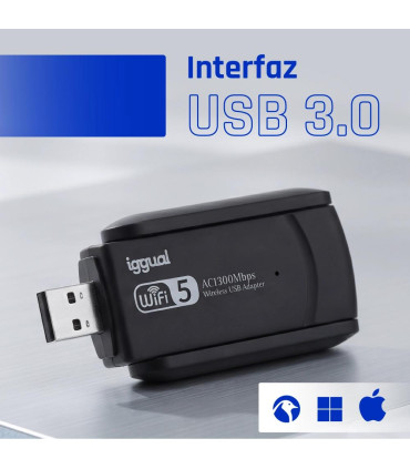 iggual Adaptador USB Wifi 1300 Mbps dual 2.4G/5G