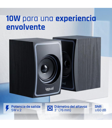 iggual Altavoces 2.0 10W mini-jack + USB Bluetooth