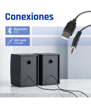 iggual Altavoces 2.0 10W mini-jack + USB Bluetooth
