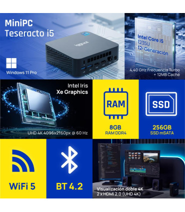 iggual Mini PC Teseracto i5 1235U 8+256 2HDMI W11P