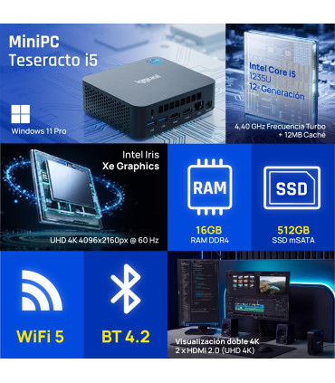 iggual MiniPC Teseracto i5 1235U 16+512 2HDMI W11P