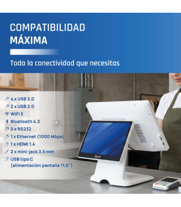 iggual TPV dual 15,6+11,6 i5 8350U 8+256G W11 Blan