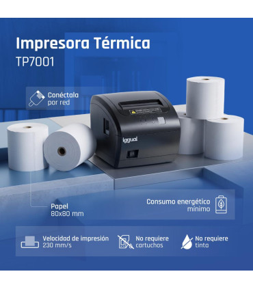 iggual Impresora térmica tickets TP7001 USB+RJ45