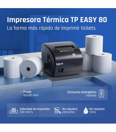 iggual Impresora térmica tickets TP EASY 80 USB+RJ