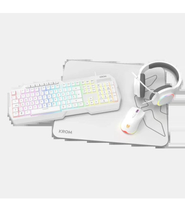 KROM KENTA PC Combo Gaming 4 en 1 RGB Blanco